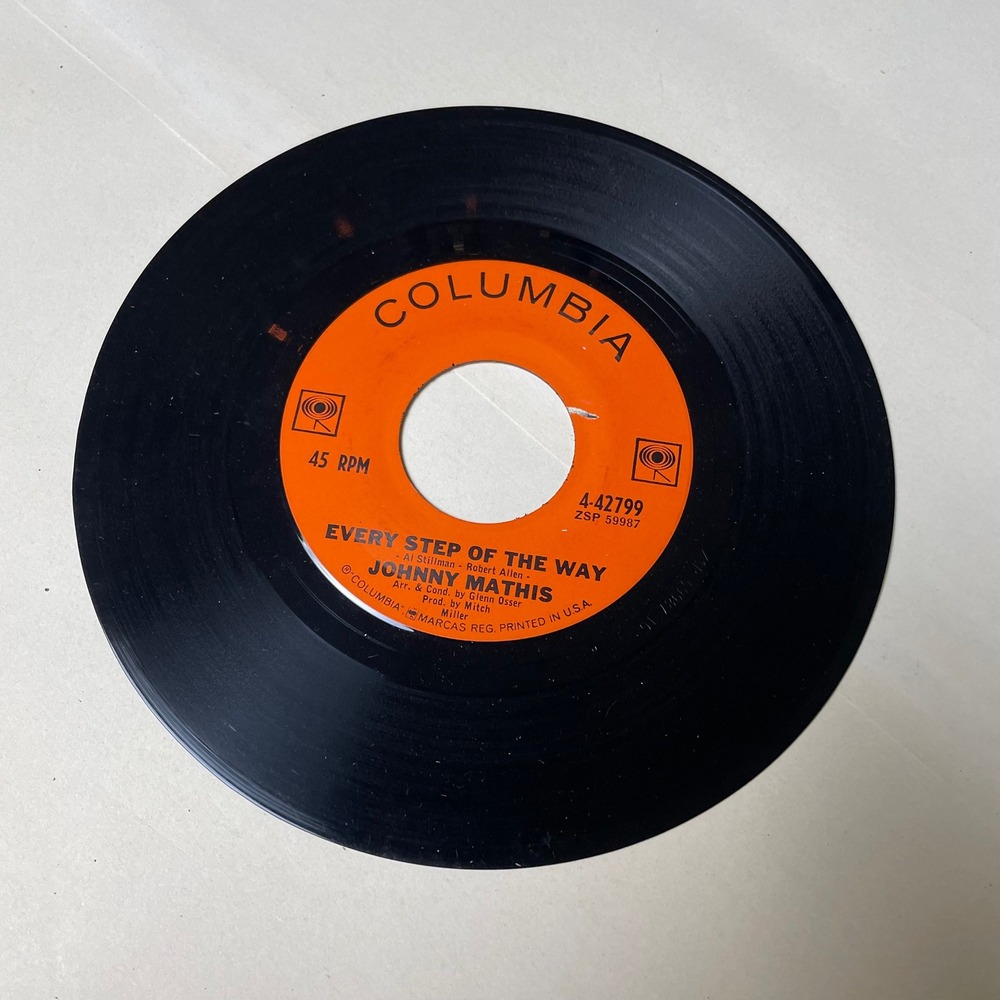 Johnny Mathis 45 RPM‎ Record Vinyl Columbia Every Step No Man Can Stand